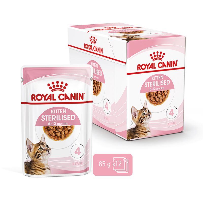 12x85g Royal Canin Kitten Sterilised in Salsa - Cibo Umido per Gatti 12x85g Royal Canin Kitten Sterilised in Salsa - Cibo Umido per Gatti